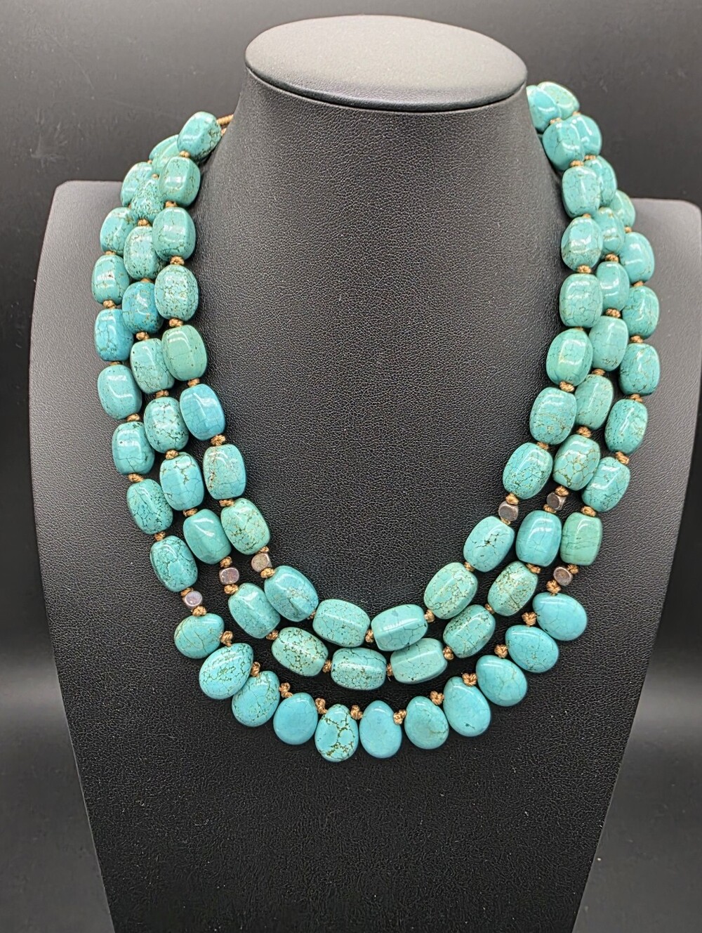 Silpada Turquoise Beaded Multi-Strand Hand knotted Statement Necklace